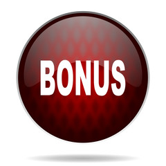 bonus red glossy web icon on white background.