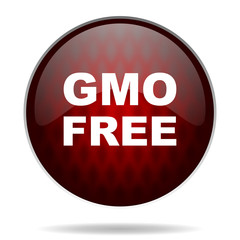 gmo free red glossy web icon on white background.