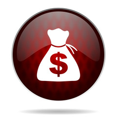 money red glossy web icon on white background.