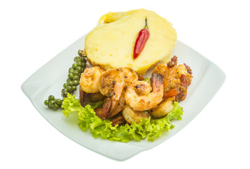 Garlic shrimps with potato