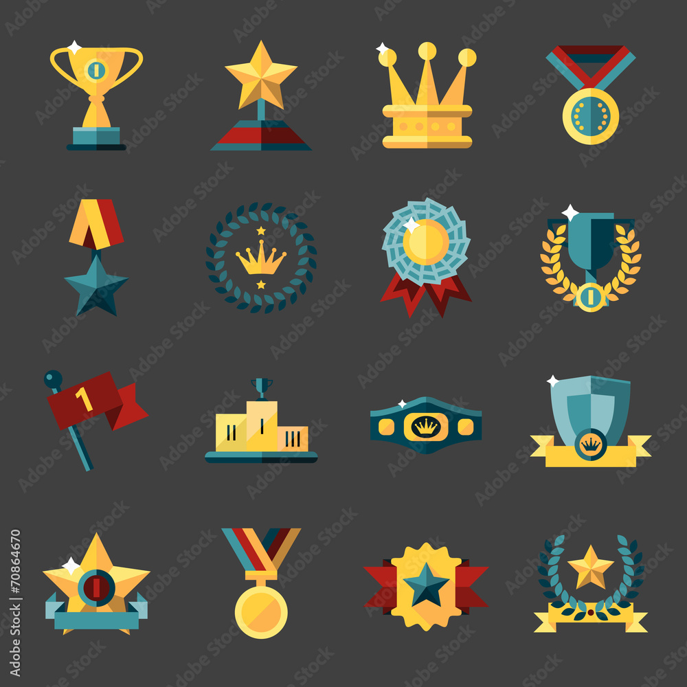 Sticker award icons set