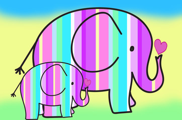 Plakaty  pastelowe kolory paski słonie