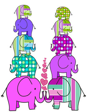 towers of colorful elephants
