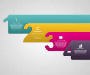 Vector creative paper colorful numbered ribbons infographic.