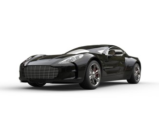 Black luxury sports car on white background
