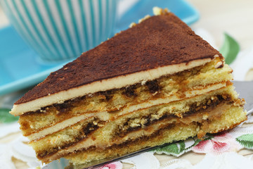 Tiramisu cake, close up