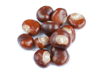 slide chestnuts on a white background
