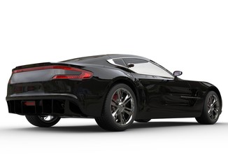 Fototapeta na wymiar Black luxury sports car on white background - tail view