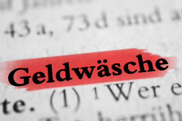 Geldwäsche - rot markiert