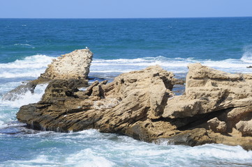 Fototapeta na wymiar Rocky shore on the Mediterranean sea