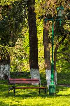 old city park with lantern