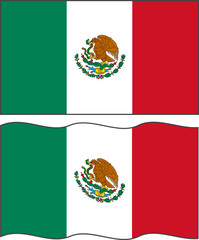 Flat and waving Mexican Flag. Vector