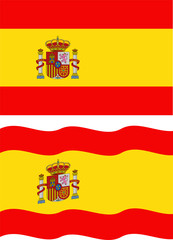 Flat and waving Spanish Flag. Vector