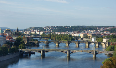 View of the Vltava River and the bridges at sunrise, Prague, the - 70869463