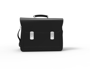 Black leather business briefcases - two locks - front view