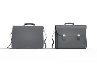 Grey business briefcases - front and back view