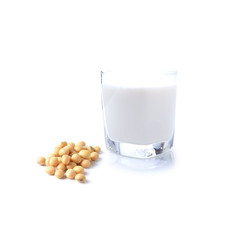 milk with soy beans on white background