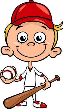 boy baseball player cartoon illustration