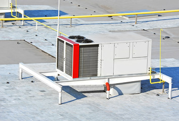 Industrial air conditioning and ventilation systems on a roof