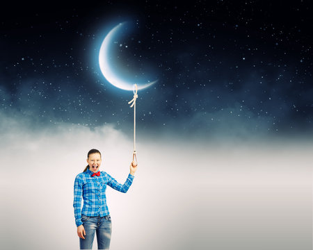 Woman with moon
