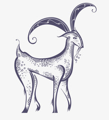 Beautiful goat. Graphic illustration.