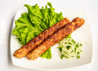 Shish kebab on a plate