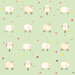 pale green wallpaper with baby lambs