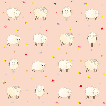 Pink Wallpaper With Baby Lambs