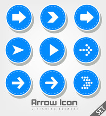 Stitched Arrow Icon Flat Design