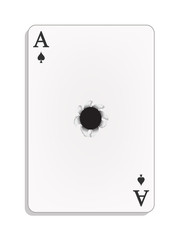 Ace of spades with bullet hole
