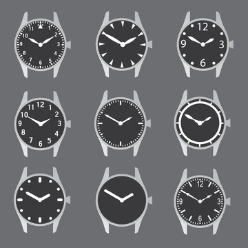 Various Watch Case And Dials With Hands Eps10