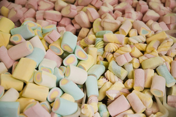 background or texture of colorful mini marshmallows