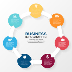 Vector circle arrows infographic diagram 7 options