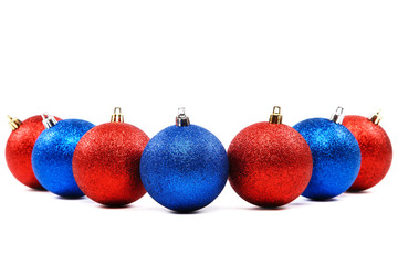 Christmas balls on a white background.