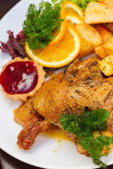 polish national dish - duck with apples and potato
