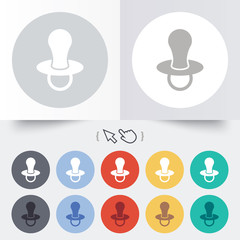 Baby's dummy sign icon. Child pacifier symbol.