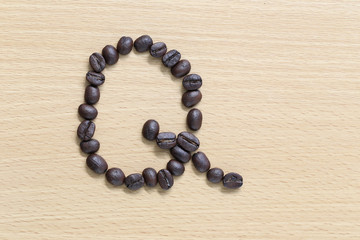 Coffee beans of alphabet.