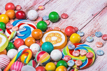 multicolored sweets and chewing gum