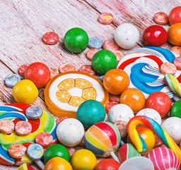 Fototapeta na wymiar multicolored sweets and chewing gum