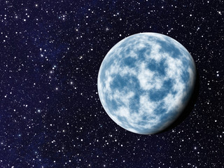 Obraz na płótnie Canvas blue planet with one side shadow on cosmos stars backgrounds