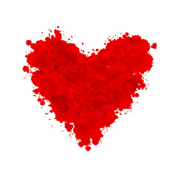 Hand-drawn painted red heart, vector element for your design