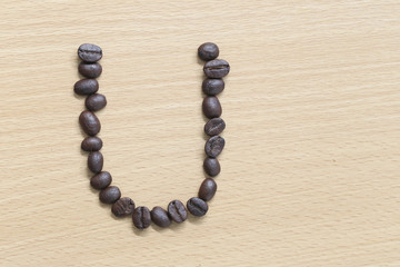 Coffee beans of alphabet.