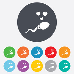Sperm sign icon. Fertilization symbol.