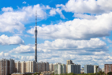 Fototapeta premium panorama of Moscow with Ostankino TV tower