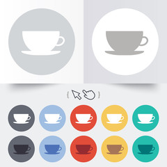 Coffee cup sign icon. Coffee button.