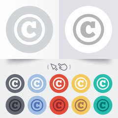 Copyright sign icon. Copyright button.