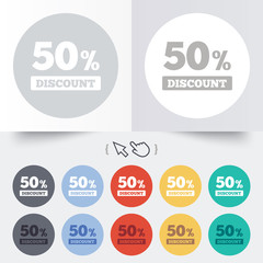 50 percent discount sign icon. Sale symbol.