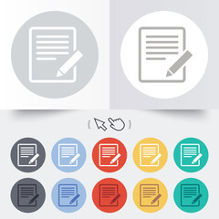Edit document sign icon. Edit content button.
