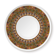 Round African tribal ornament. Pattern shown on the ceramic plat