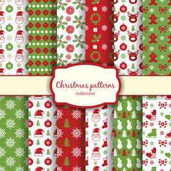 christmas seamless patterns set